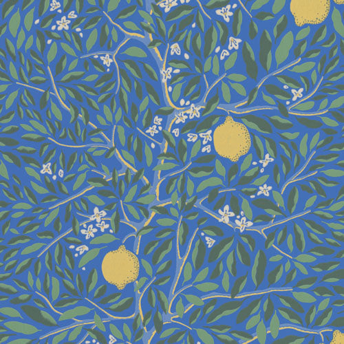 Citrus Lapis Blue wallpaper sample – A4 swatch by Norrviva