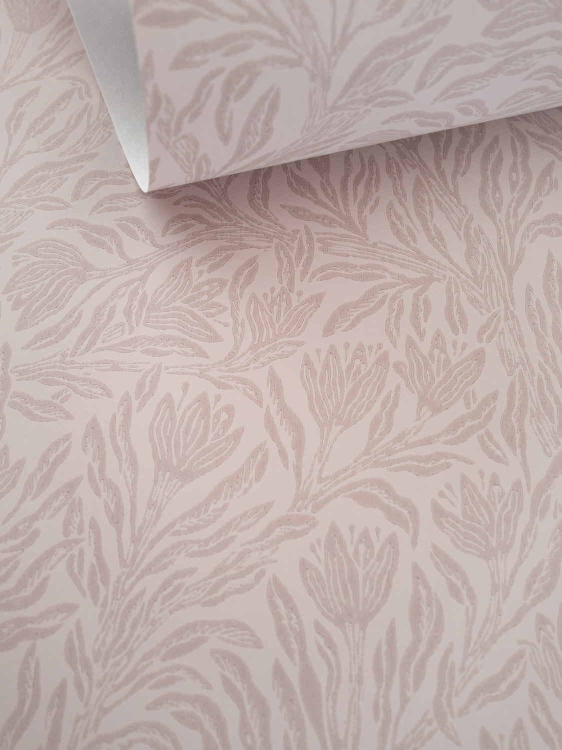 Krokus Northern Rose wallpaper roll – dusty pink and white florals on light pink