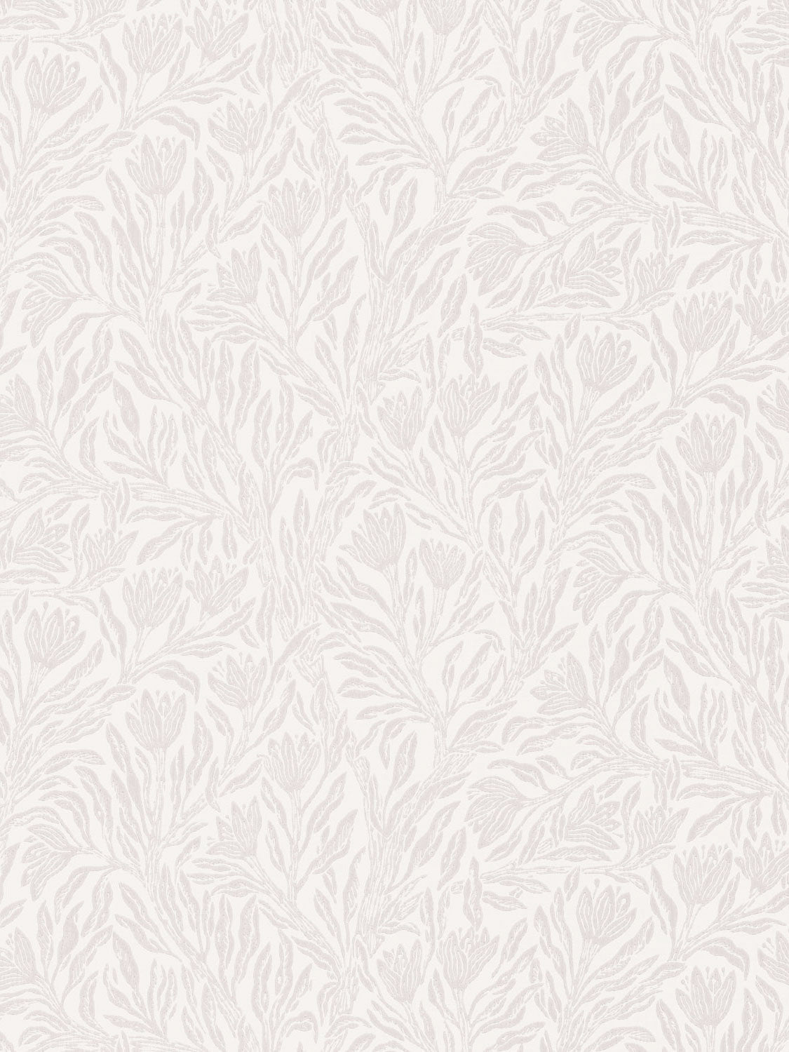 Krokus Whispering Beige pattern – delicate grey blooms and stems on beige