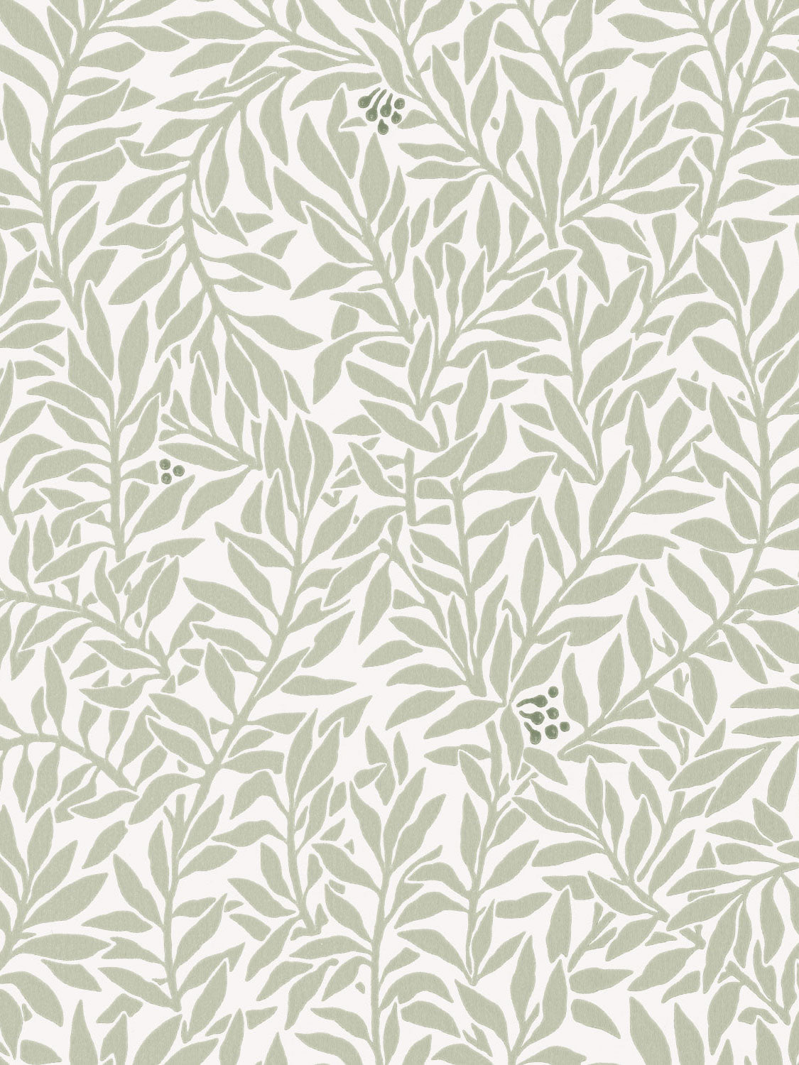 Serpentin Moss Green pattern – winding vines and berries in dusty green