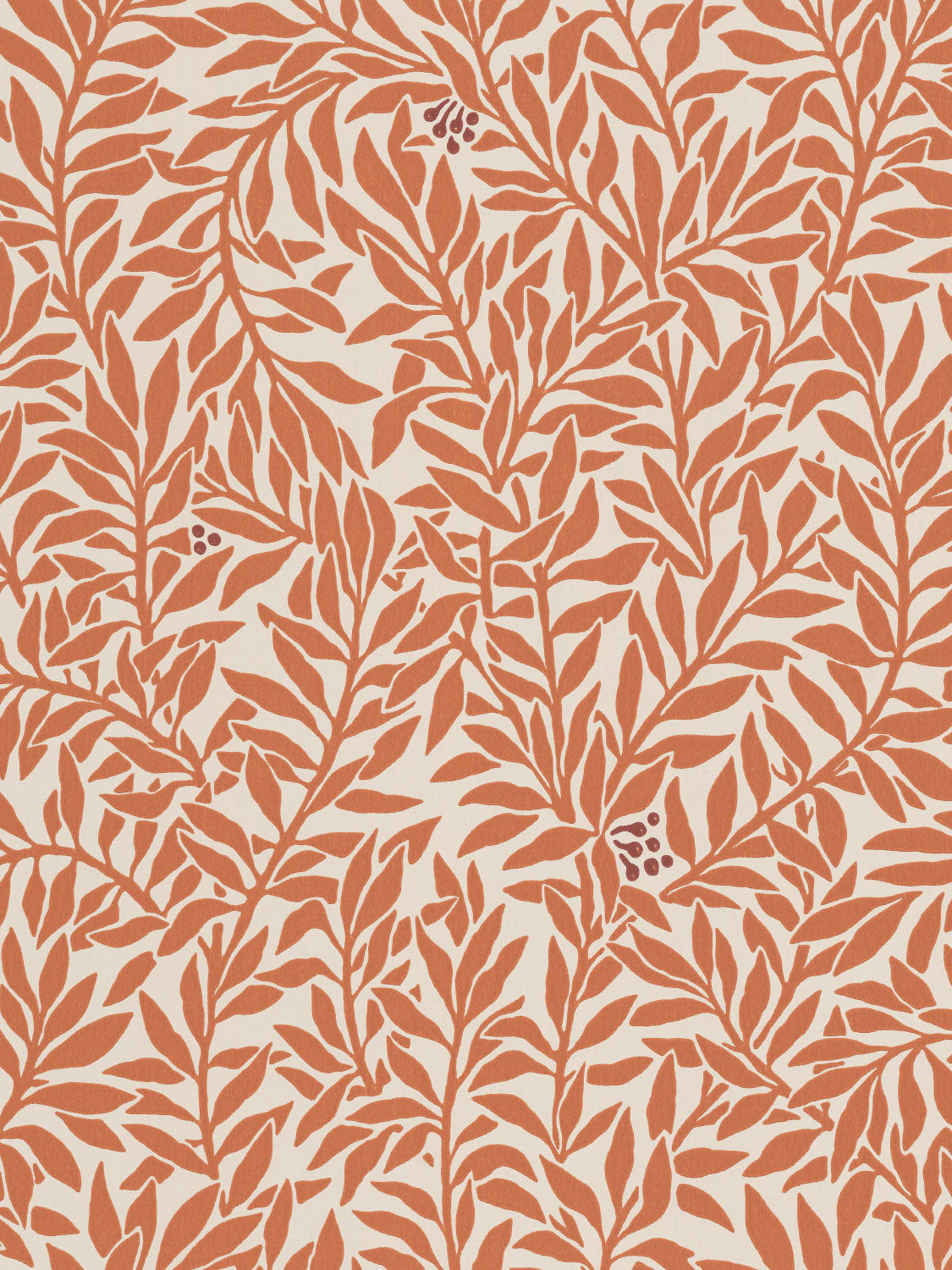 Serpentin Warm Terracotta pattern – climbing red leaves and berries on stone grey